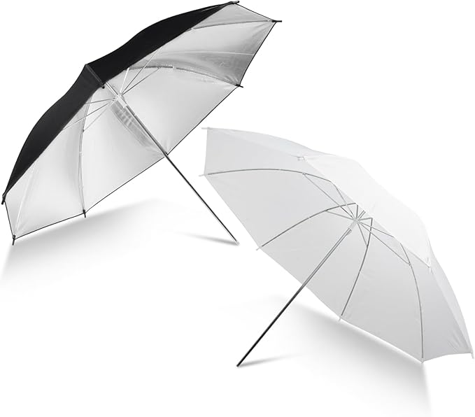 43" Translucent White Soft Umbrella & Silver Reflector Diffuser Umbrella
