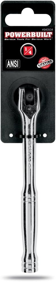 Powerbuilt Flex Head 1/4 Inch Drive Breaker Bar Extension, Rotating 180 Degree, Tight Spaces, Optimized Leverage and Torque - 940504