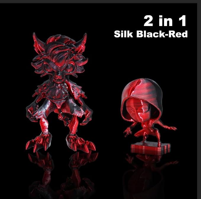 LOVOON PLA Filament 1.75mm Silk Dualcolors Red Black, Shiny Coextrusion PLA