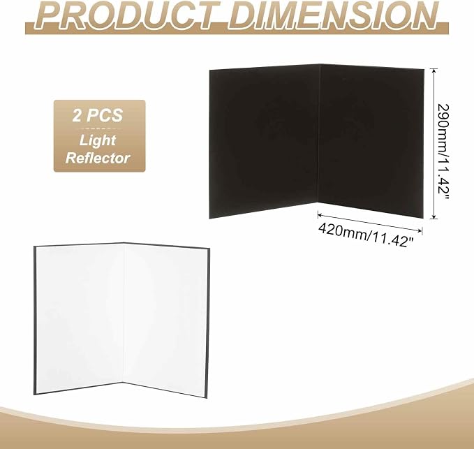 2Pcs 17"x11" Light Reflector 2 in 1 Photography Reflector Cardboards, Foldable