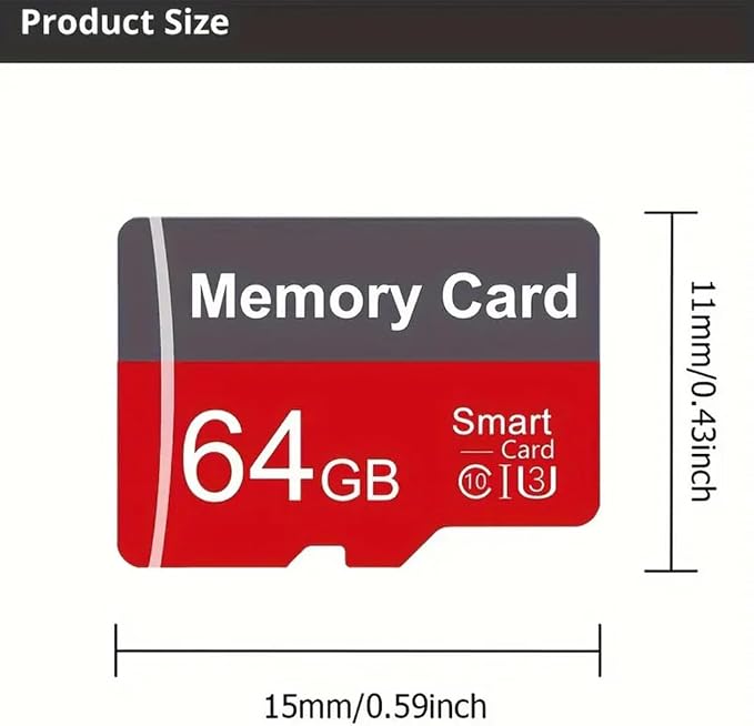 2 Pack Memory Card 64GB with Adapter, High Speed TF Card, UHS-I C10 A1 Memory