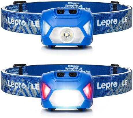 Lepro Headlamp Battery Powered Waterproof LED Headlight 2 Pack - Blue