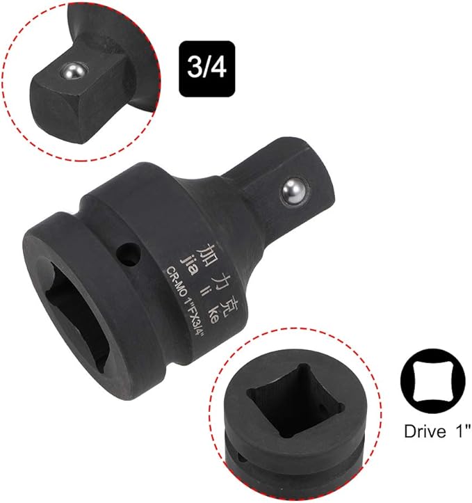 uxcell 1" Drive (Female) x 3/4" (Male) Impact Socket Reducer for Use with Air Impact Drivers, Breaker Bars, Ratchets, CR-MO Steel