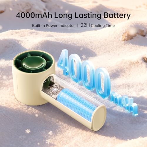JISULIFE Handheld Turbo Fan, 4000mAh Rechargeable, 5-Speed - Beige