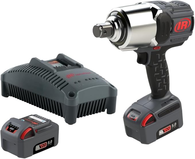 Ingersoll Rand W8191-K2 1" 20V Cordless Impact Wrench 2 Battery Kit, 2000 ft-lb Torque, Friction Ring Thru-hole, Pistol