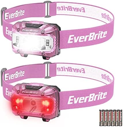 EverBrite Headlamp, 2 Pack Kids Headlamp with Red Light and Memory Function, Head Lamp for Adults and Kids with 5 Modes, Bright Headlamps for Camping, Running, Christmas Gifts, Batteries Included