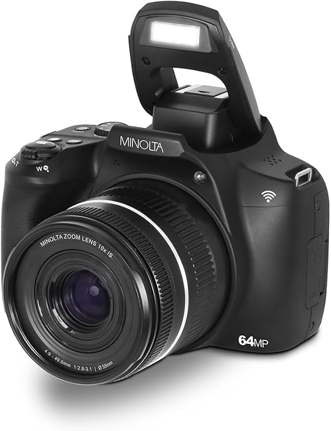 Minolta 64MP Digital Camera – 10x Optical Zoom, 4K Ultra HD Video, Macro