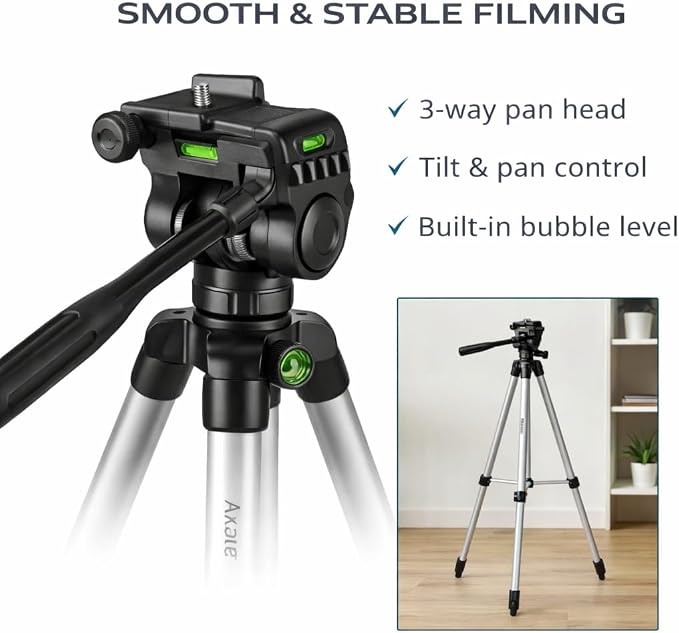 Acuvar 50” Phone Tripod with Rotating Mount – Vertical & Horizontal Filming