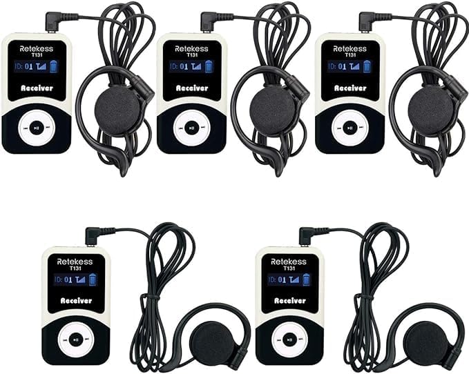 Retekess T131 Tour Guide System Receiver, Church Translation System, Compatible