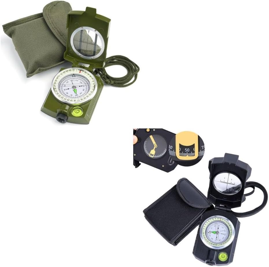 Sportneer Multifunctional Compass - Army Green & Black with Inclinometer for Camping & Backpacking