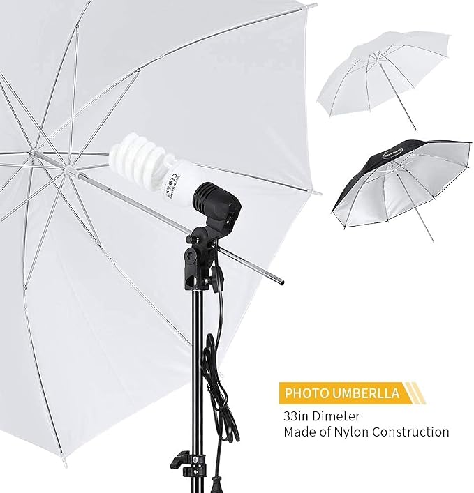 ShowMaven Photography Lighting, 6.5ft x 10ft Backdrop Stand and Umbrellas