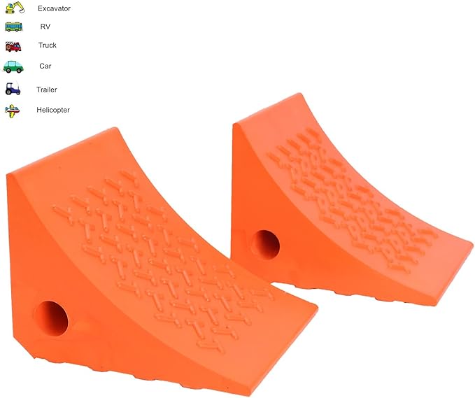 Wheel Chocks, Rubber Wheel Chock with Curved, Durable, Non-Slip, Solid Trailer Wheel Chocks for Boat Trailers, RV, Truck, Camper, 30000lbs, 4pack (Orange)