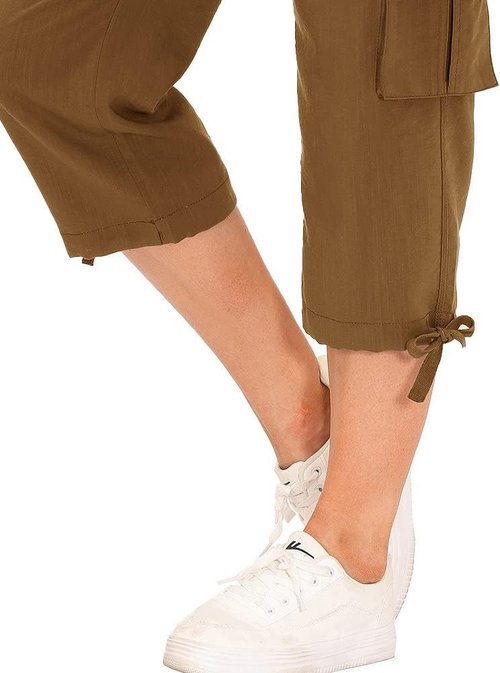 MoFiz Women's Capris - Lightweight Casual Pants with Pockets | Comfortable Baggy Cargo Style for Hiking
