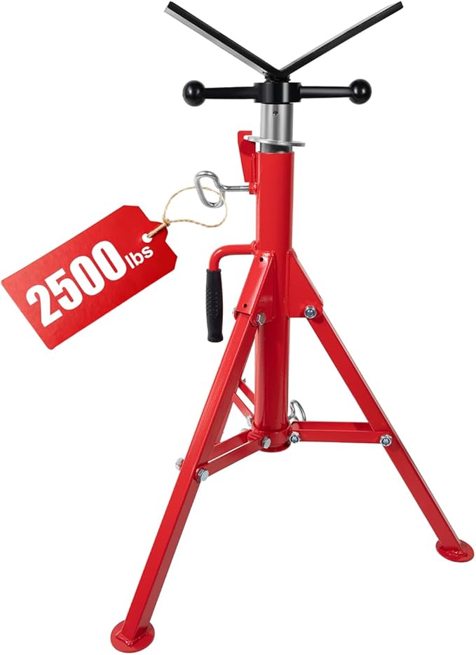 Pipe Jack Stand, 2500LB Capacity Heavy Duty Stand, 27.2"-52" Adjustable, Folding Tri-pod Base for 1/2-24 inch Pipes