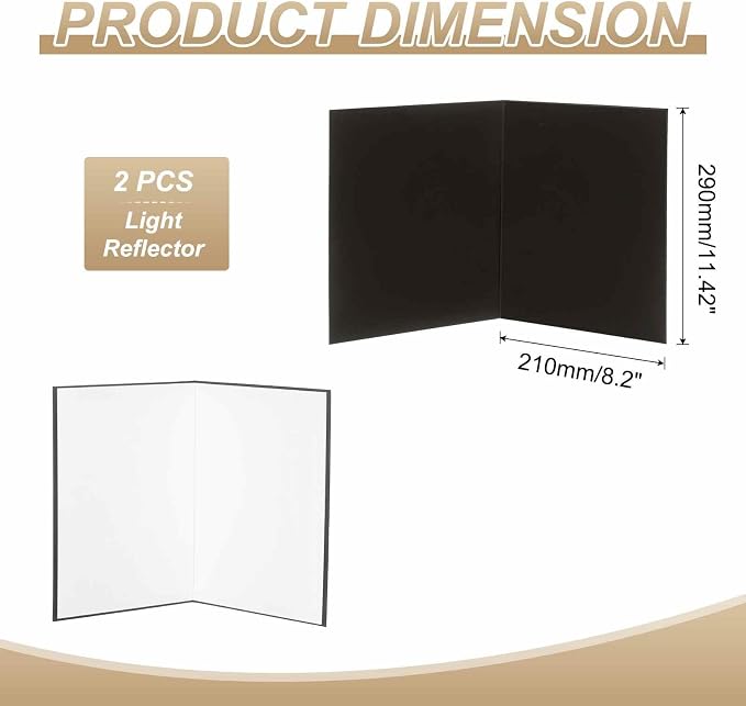 2Pcs 11"x8" Light Reflector 2 in 1 Photography Reflector Cardboards, Foldable &