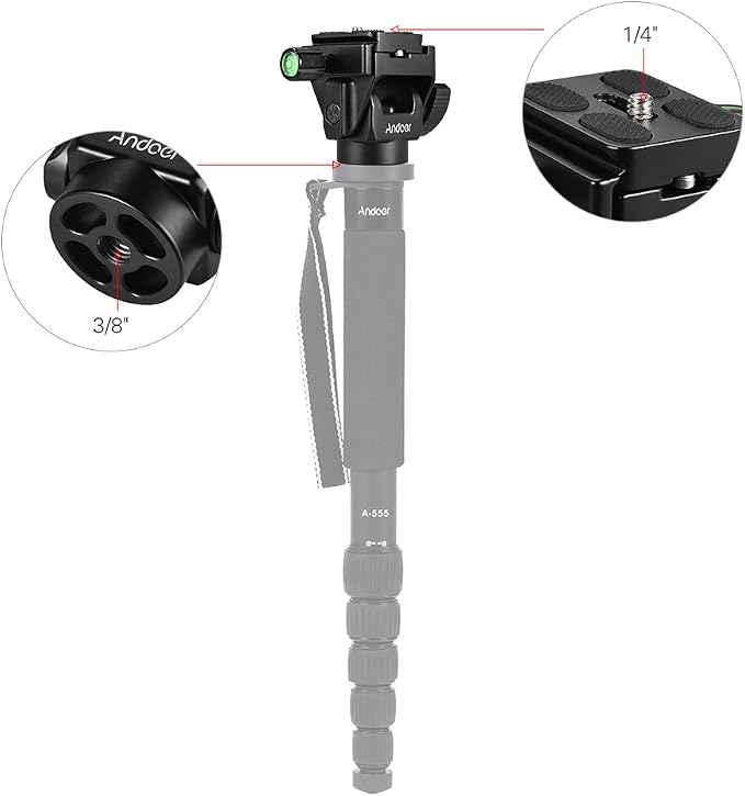 Andoer M-12 Monopod Tilt Head Panoramic Head Telephoto Bird Watching