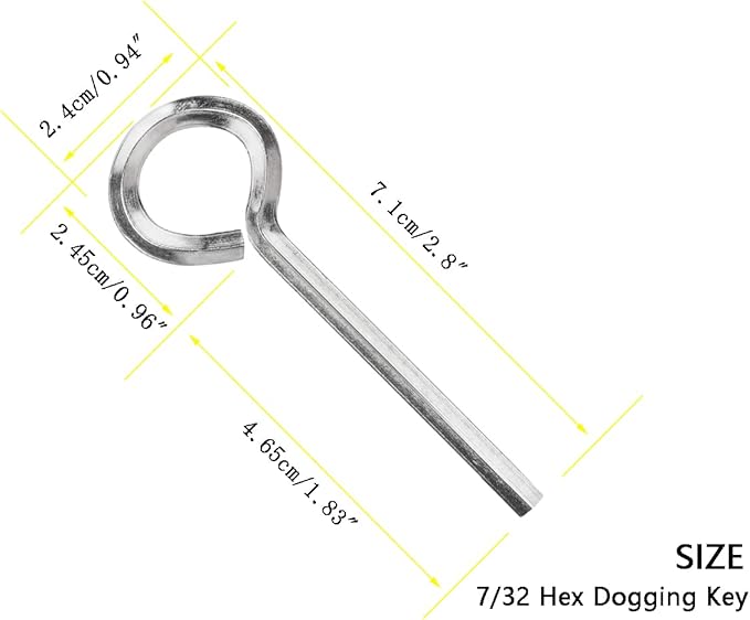 7/32” Standard Hex Dogging Key with Full Loop, Key-Ring Style Dogging Key Set 7/32 Allen Wrench Key for Push Bar Door Panic Bars, Security Door, Hex Socket，Solid Metal-10 Pack（Big, silver）