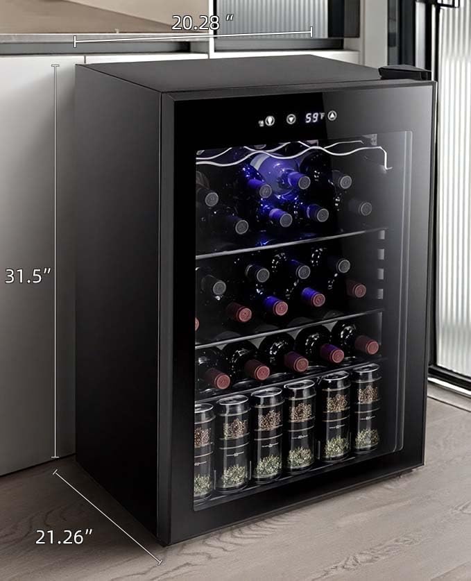 Antarctic Star 36 Bottle Wine Cooler Beverage Refrigerator Small Mini Wine Cellar Beer Soda Bar Fridge Quiet Operation Compressor Adjust Temperature Freestanding Black, 4.4 Cu. Ft | 36 Bottle Capacity, Clear Front Glass Door, for Red wine Beer Soda, Qu...