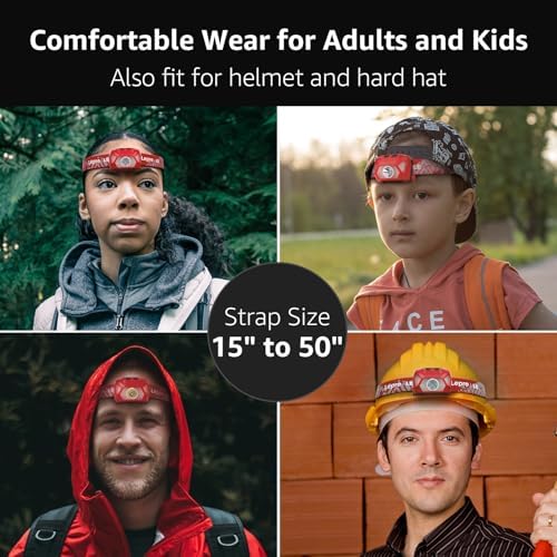 Lepro Headlamp Battery Powered Waterproof LED Headlight 2 Pack - Red