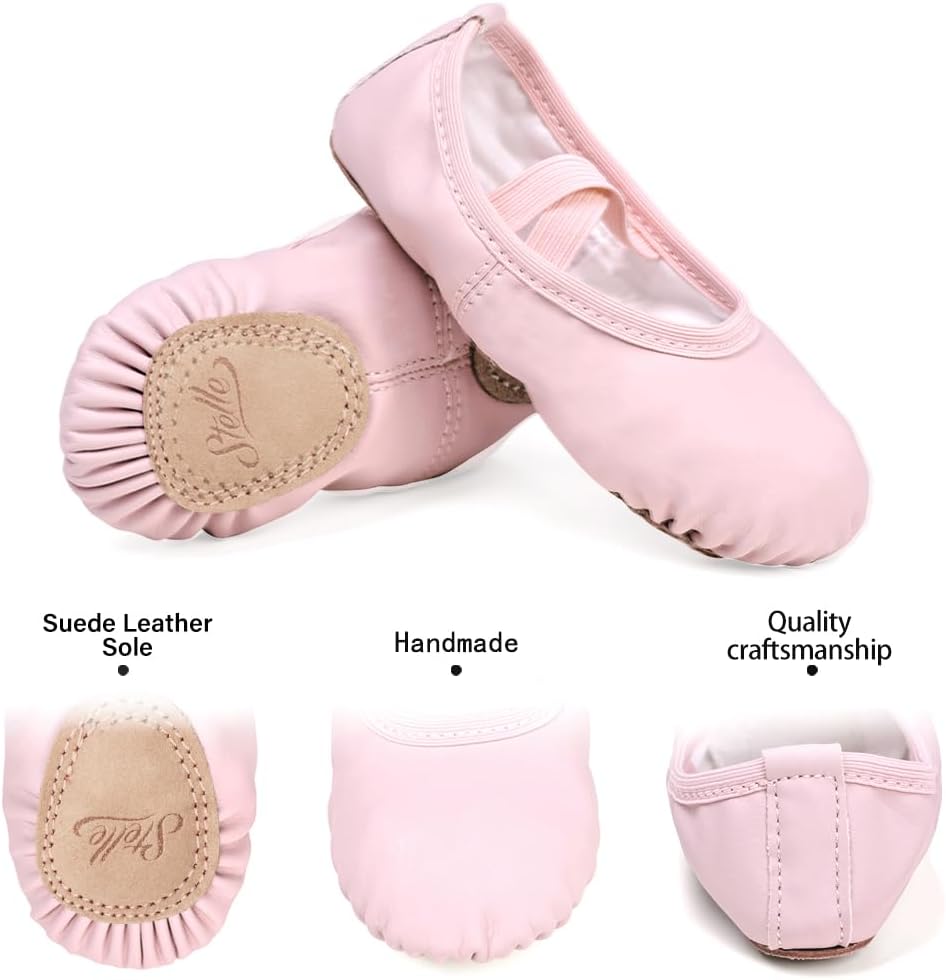 Stelle Ballet Shoes - Soft Leather Toddler Ballet Slippers for Boys & Girls | Comfortable Fit