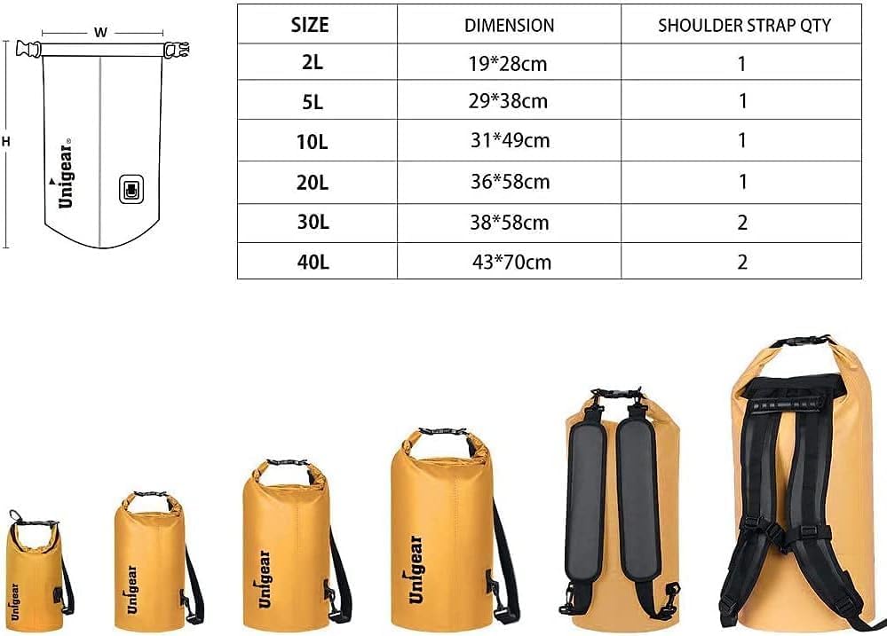 Unigear Waterproof Dry Bag - Lightweight Floating Storage for Kayaking, Boating & Camping | 2L-40L Sizes