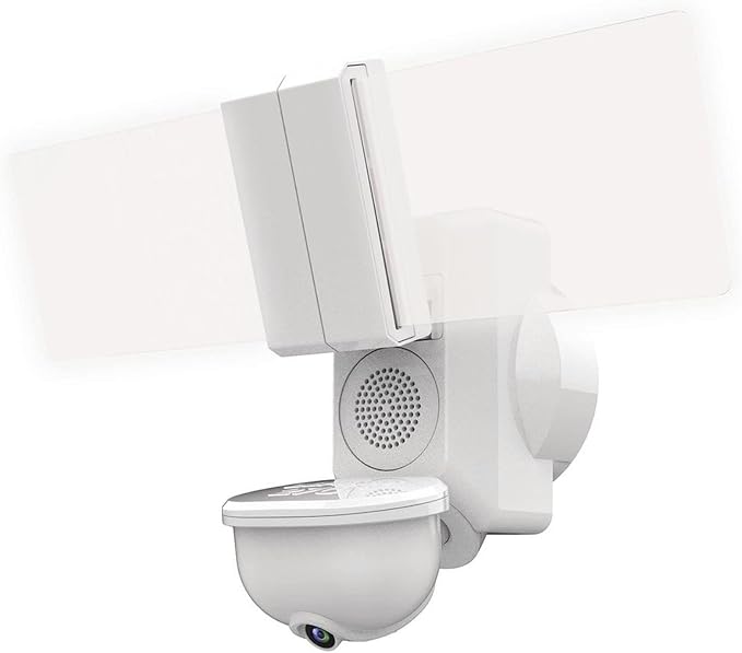Video Wi-Fi Connected White Wired EdgeLit Motion Activated Outdoor Security