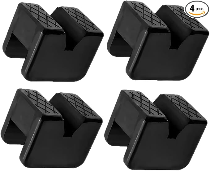 4PCS Car Jack Stand Pad, Rubber Anti-Slip Floor Jack Support Adapter with Grooved Design, Vehicle Slotted Pinch Weld Side Frame Rail Protector, Universal Automotive Accessories