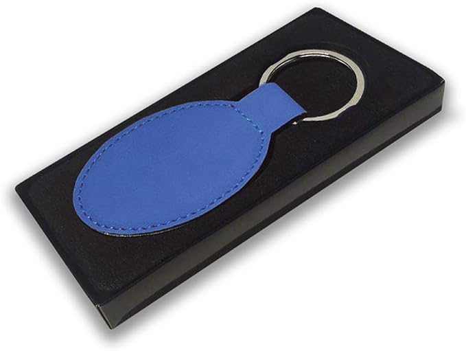 LaserGram Oval Keychain, Off Road Racer, Personalized Engraving Included (Dark Blue)