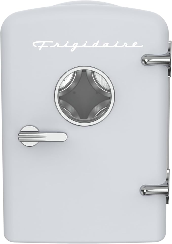 Frigidaire EFMIS171 Retro Mini Portable Personal Fridge - Ideal for Home, Office or Dorm - Includes Carrying Handle, AC/DC Wall/Car Charger (White)