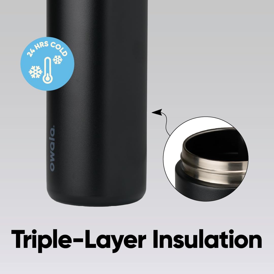 Owala FreeSip Insulated Stainless Steel Water Bottle - BPA-Free, 24 Oz, Ideal for Travel - Dark Color