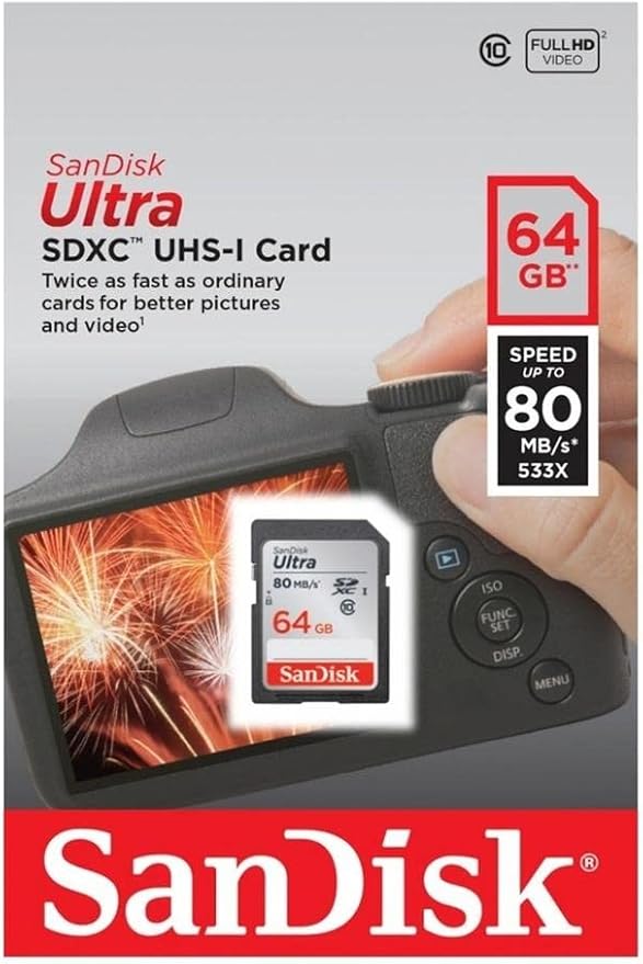 SanDisk Ultra 64GB Class 10 SDXC UHS-I Memory Card up to 80MB/s