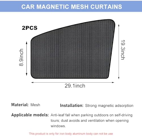 2PCS Car Window Shade, 19.3"×29.1" Magnetic Auto Front Side Window Cling Sunshade, Car Window Screen for Sun, Glare and UV Rays Protection, Vehicle Sun Shades for Baby