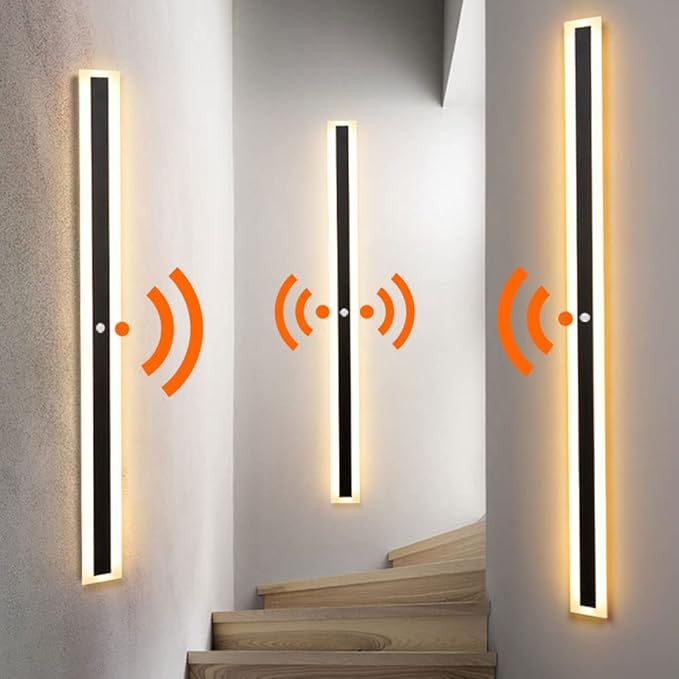 Minimalist Linear LED Sensor Wall Light, Human Body Motion Activated Long Strip Wall Sconce s - Indoor Bedside Lamps for Hallway, Bedroom, Indoor Lighting Fixture
