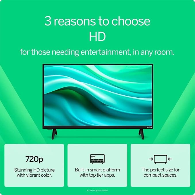 VIZIO 32 Inch V Series Full Array LED Smart HD TV 720p Bluetooth Compatible with VRR, DTS Virtual X, Airplay 2 and Chromecast Built-in (VHD32M-0810) (Renewed)