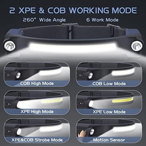AlpsWolf LED Headlamp Rechargeable 1 Pack, Motion Sensor Head Light