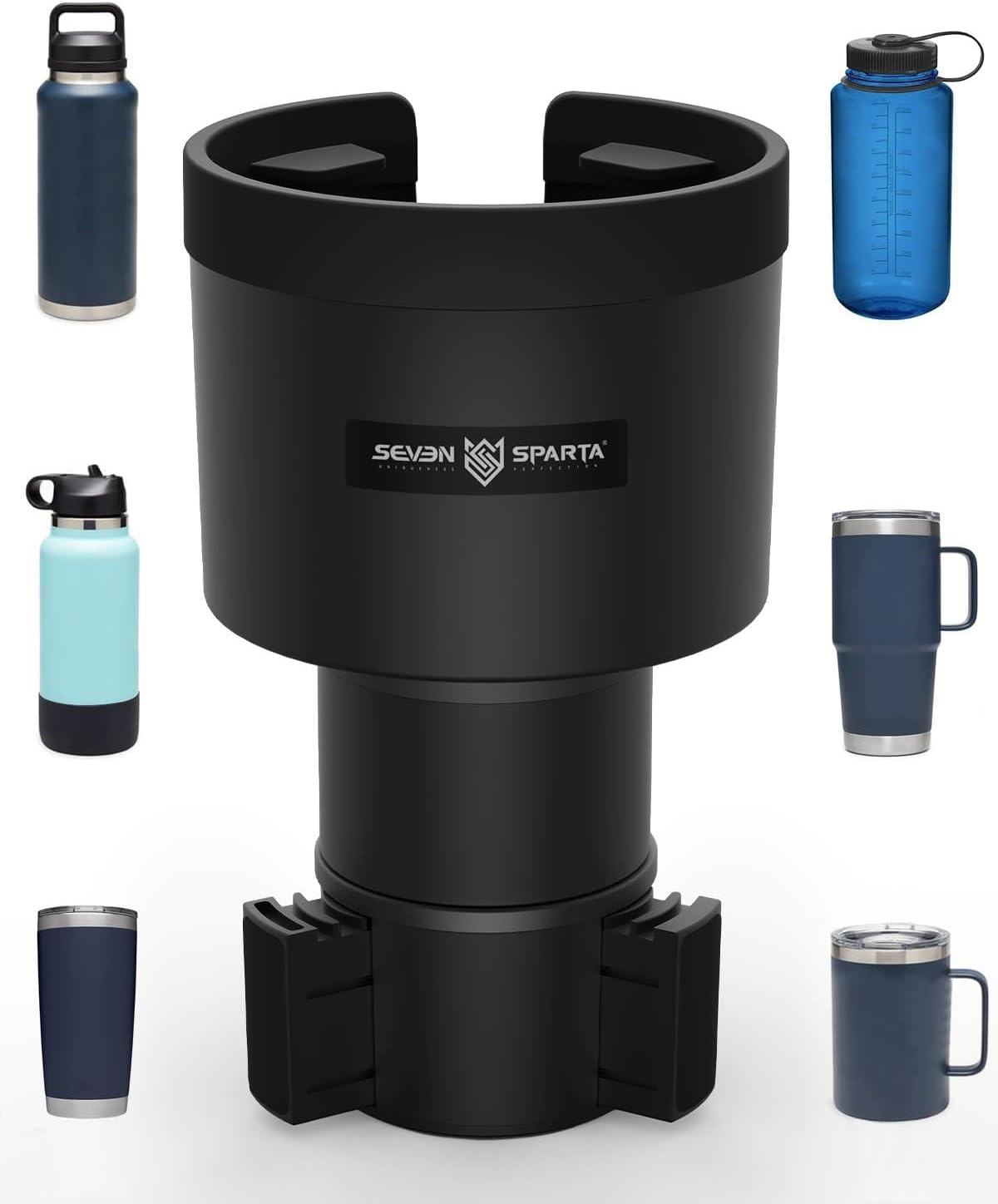SEVEN SPARTA Car Cup Holder Expander, Long Base for 32-40oz Large Bottles