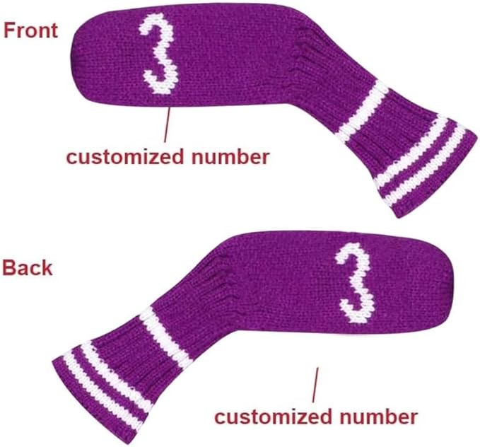 Scott Edward 1/7/10 Pcs Knitted Golf Club Head Covers for Irons Wedge Cuteness and Basically Socks Shape Washable Golf Club Head Protector on Classic Stripes Style，Double Sided Customization