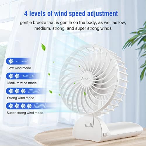 PSECICI Handheld Fan, Mini Portable Personal Fan with lanyard, 4 Speeds Level 180° Foldable Design for Desk/Travel/Office/Outdoor