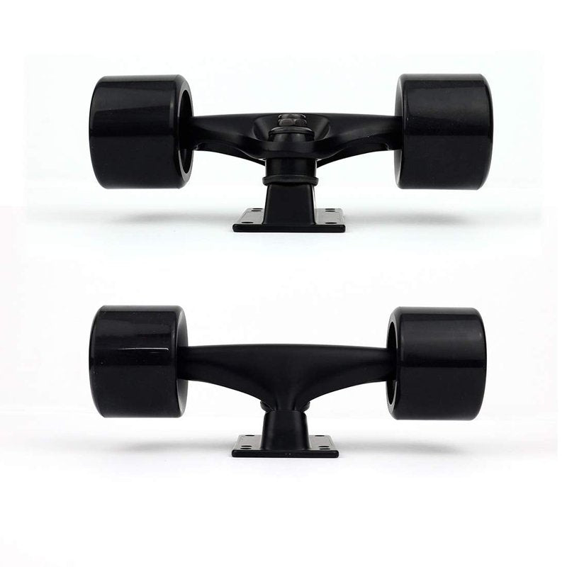 VJ Skateboard Truck and Wheel, 5.0 Skateboard Trucks 127mm (Black) w/Skateboard Cruiser Wheel 60mm, Skateboard Bearings, Skateboard Screws, Skateboard Riser Pads (Black)