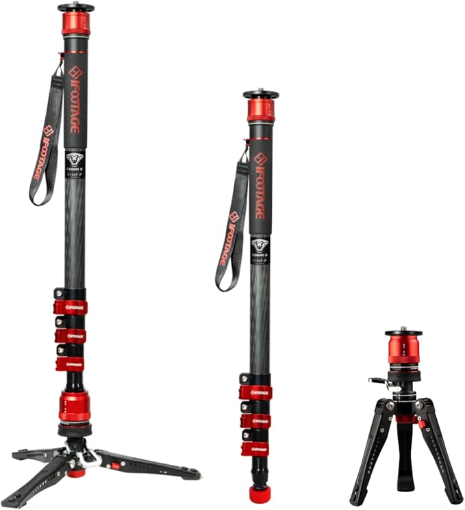 IFOOTAGE Monopod Cobra 3 C180F-P, 1/4'' & 3/8'' Quick Release Compatible