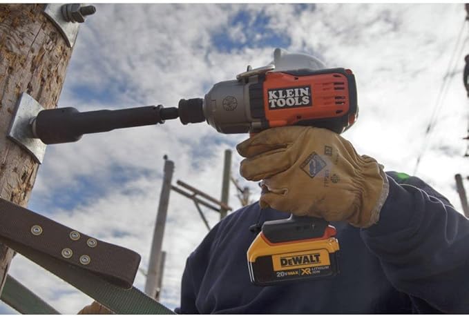 Klein Tools BAT20-7161 Cordless Impact Wrench, 500 ft-lb, Torque, 7/16-Inch Chuck, Variable Speed, Safety Lockout, DeWALT 20V Lithium-Ion Powered