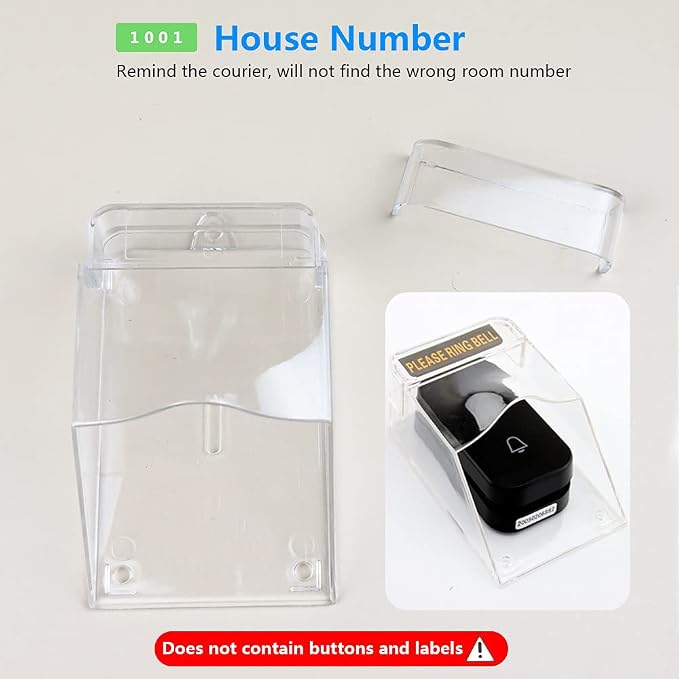 PC Waterproof Doorbell Cover, Transparent Rainproof Wireless Doorbell