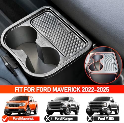 Trash Can for Ford Maverick 2025 2024 2023 2022,Upgraded Rear Trash Bin with Dual Cup Holder for Maverick Interior Accessories,Multi-Function Insert Expander Storage Box Organizer 2025 New