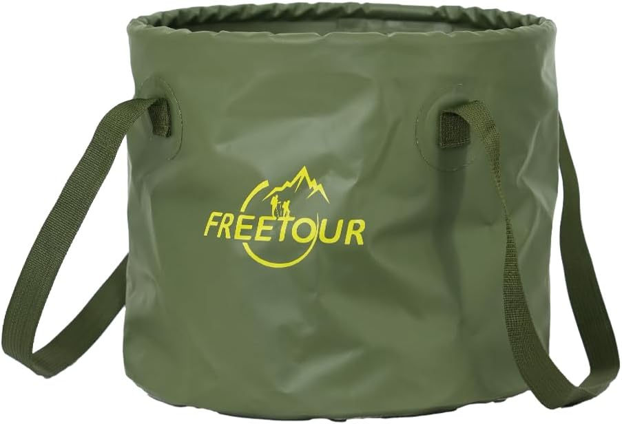 Baiao Collapsible Bucket 5 Gallon, Portable Collapsible Bucket with Handle, Folding Water Container for Fishing Camping Beach Hiking Home Travel Car Washing(Green 20L)