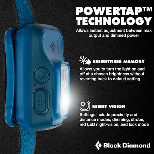 BLACK DIAMOND Spot 400-R Headlamp, Rechargeable, Dimmable, Bright, BD Azul