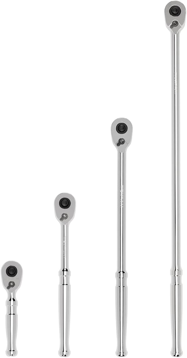 TEKTON 3/8 Inch Drive Quick-Release Ratchet Set, 4-Piece (4-1/2, 8, 12, 18 in.) | SRH91106