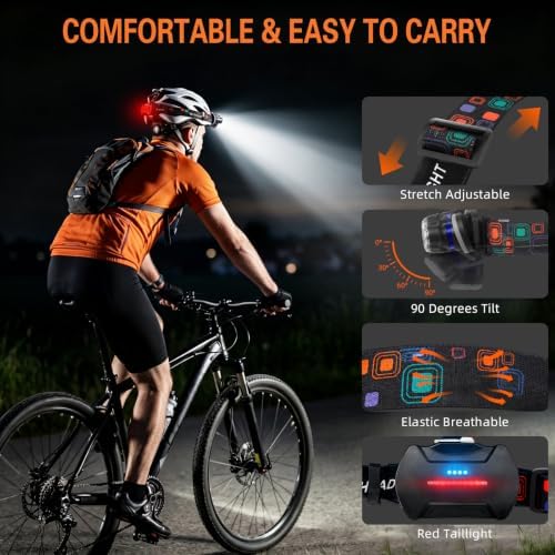 MIOISY Led Headlamp Rechargeable 2 Pack, Super Bright Headlight Flashlight