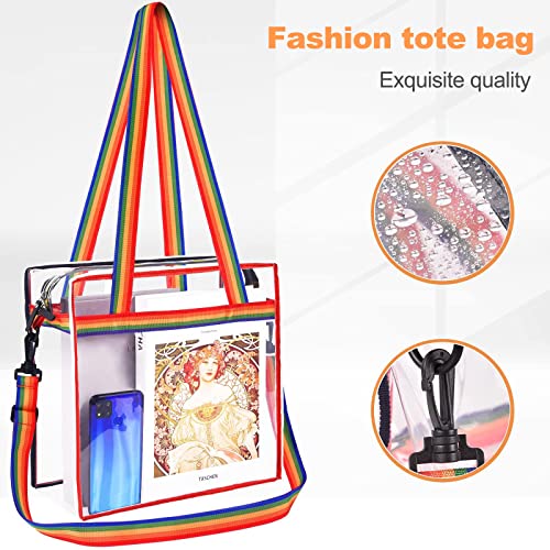 BAGAIL Clear Bags Stadium Approved Clear Tote Bag with Zipper Closure Crossbody Shoulder Bag with Adjustable Strap(12 Inch X 12 Inch X 6 Inch,Black)