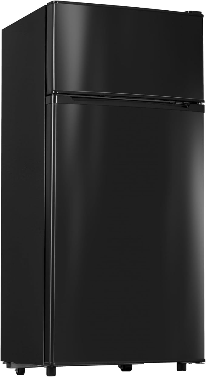 4.5 Cu.Ft Mini Fridge Freezer for Dorm/Office, 2-Door, Quiet | 4.5 cu ft mini fridge with separate freezer, quiet 38dB for sleep, 7-level thermostat, adj shelves, for dorm/office/kitchen.