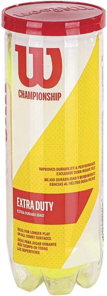 Wilson Championship Tennis Balls - Extra Duty for Hard Courts | 3-Pack Case